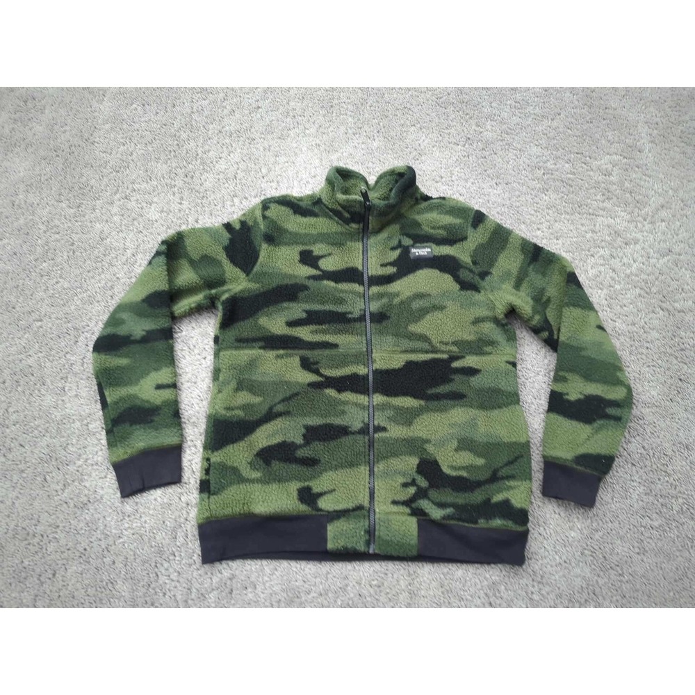 Abercrombie Kids 13 14 Boys Camo Sherpa Fleece Jacket Full Zip